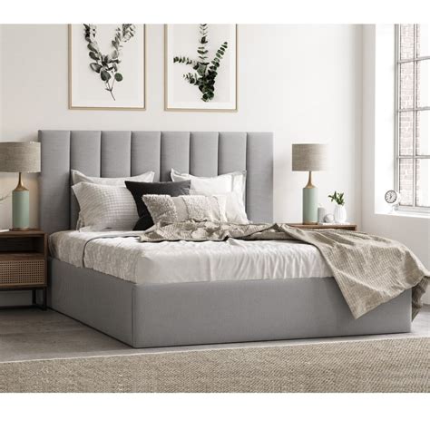 Celine Gas Lift Storage Bed Frame (Grey Fabric) – 